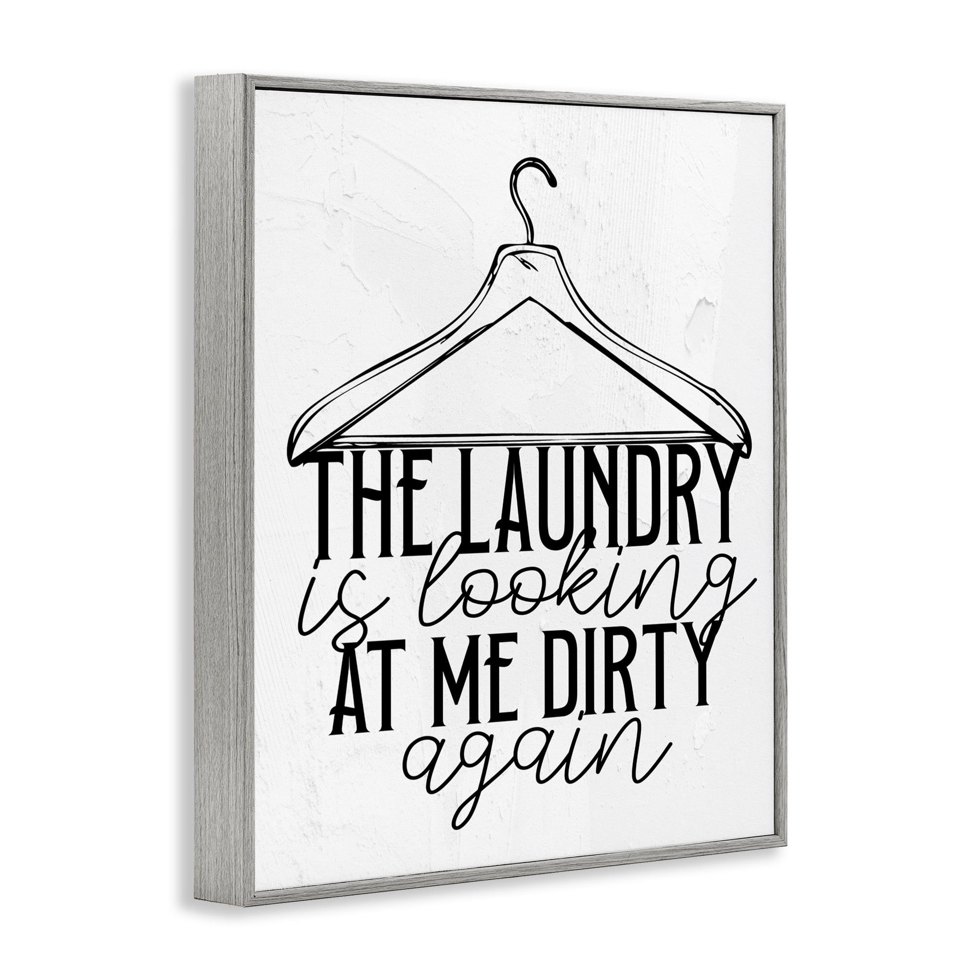 Laundry Is Looking At Me Dirty Gray Framed Giclee Art, design by Kim Allen