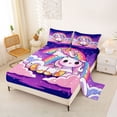 thumbnail image 2 of Manfei Sweet Unicorn Bed Sheets,Rainbow Print Full Size Sheets,Pink,4-Piece,1 Flat Sheet, 1 Fitted Sheet and 2 Pillowcases, 2 of 6