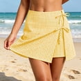 thumbnail image 2 of RQYYD Women's Gingham Wrap Skort Tie Waist Casual Summer Lightweight Breathable Trousers with Hidden Shorts, 2 of 7