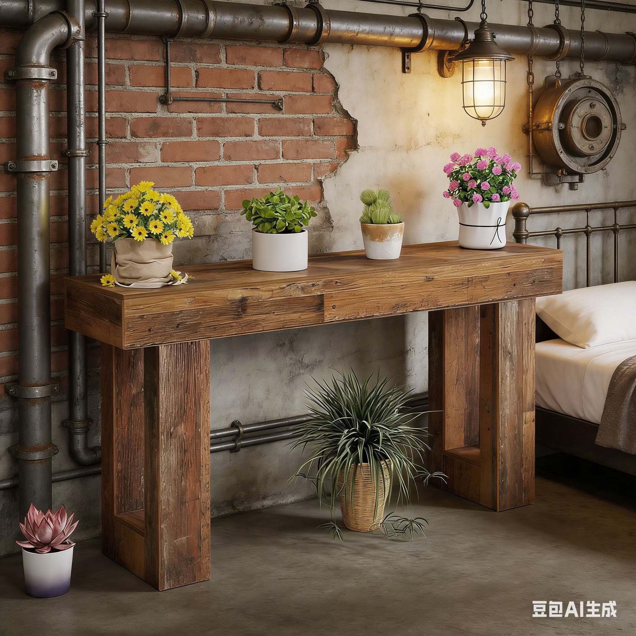 MAYEERTY Rustic Wood Console Table, 63-Inch Farmhouse Sofa Table for Entryway Hallway