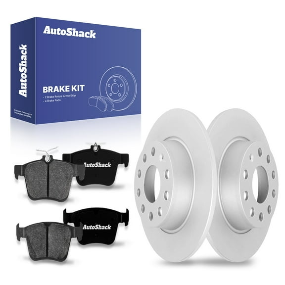 AutoShack Rear Brake Rotors Premium Ceramic Brake Pads | Replacement For VW Taos e-Golf R Audi A3 Quattro A3 Sportback e-tron S3 TT Quattro 2015-2020 A3 FWD | Coated | 6-PC Brake Kit | ArmorStop