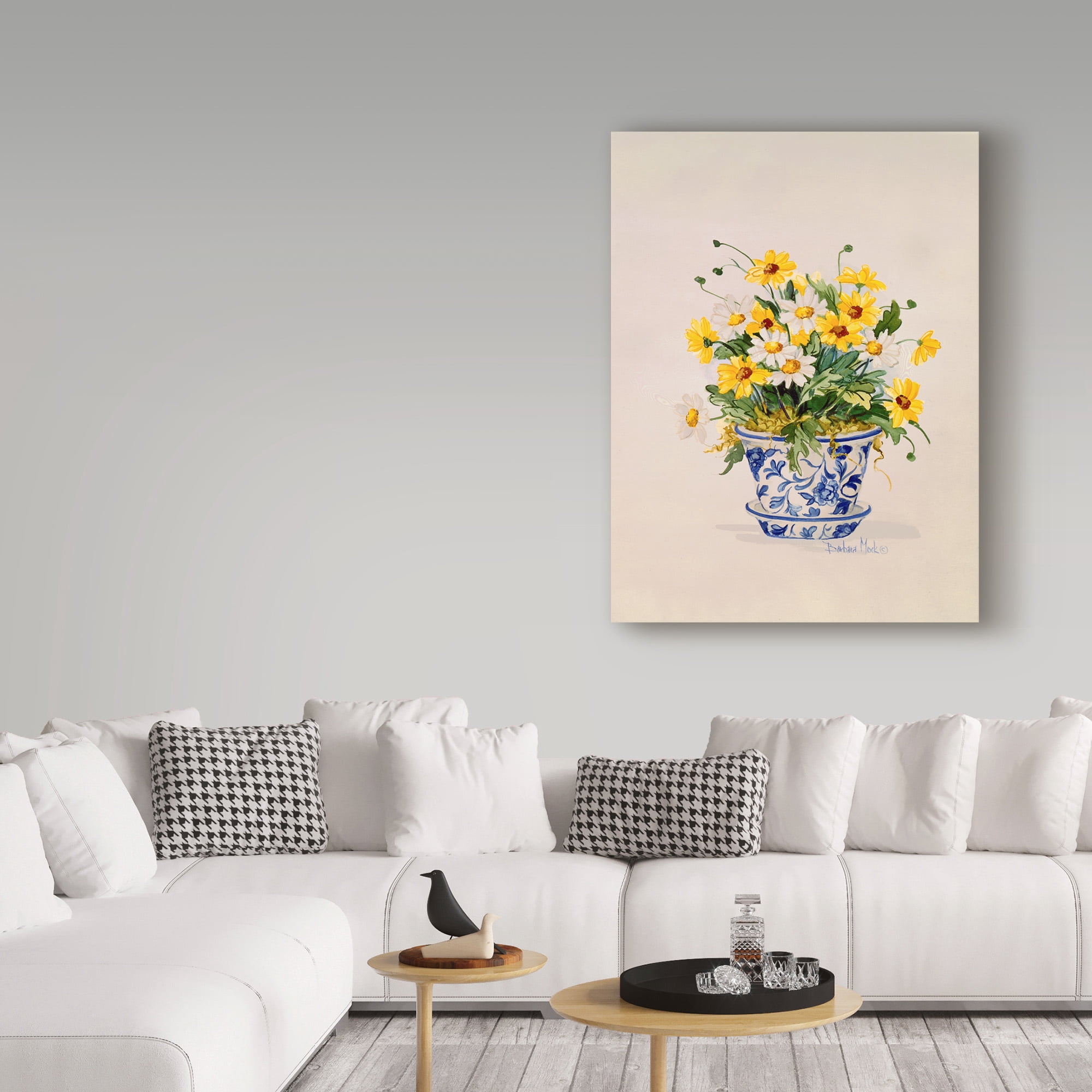 Trademark Fine Art ' Blue and White Porcelain Daisies' Canvas Art by Barbara Mock