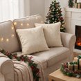 thumbnail image 4 of Sm:)e Soft Plush Faux Fur Throw Pillow Covers 18x18 Inch Set of 2, Decorative Cushion Covers for Couch Sofa Bedroom Living Room Home Decor, Beige, 4 of 6
