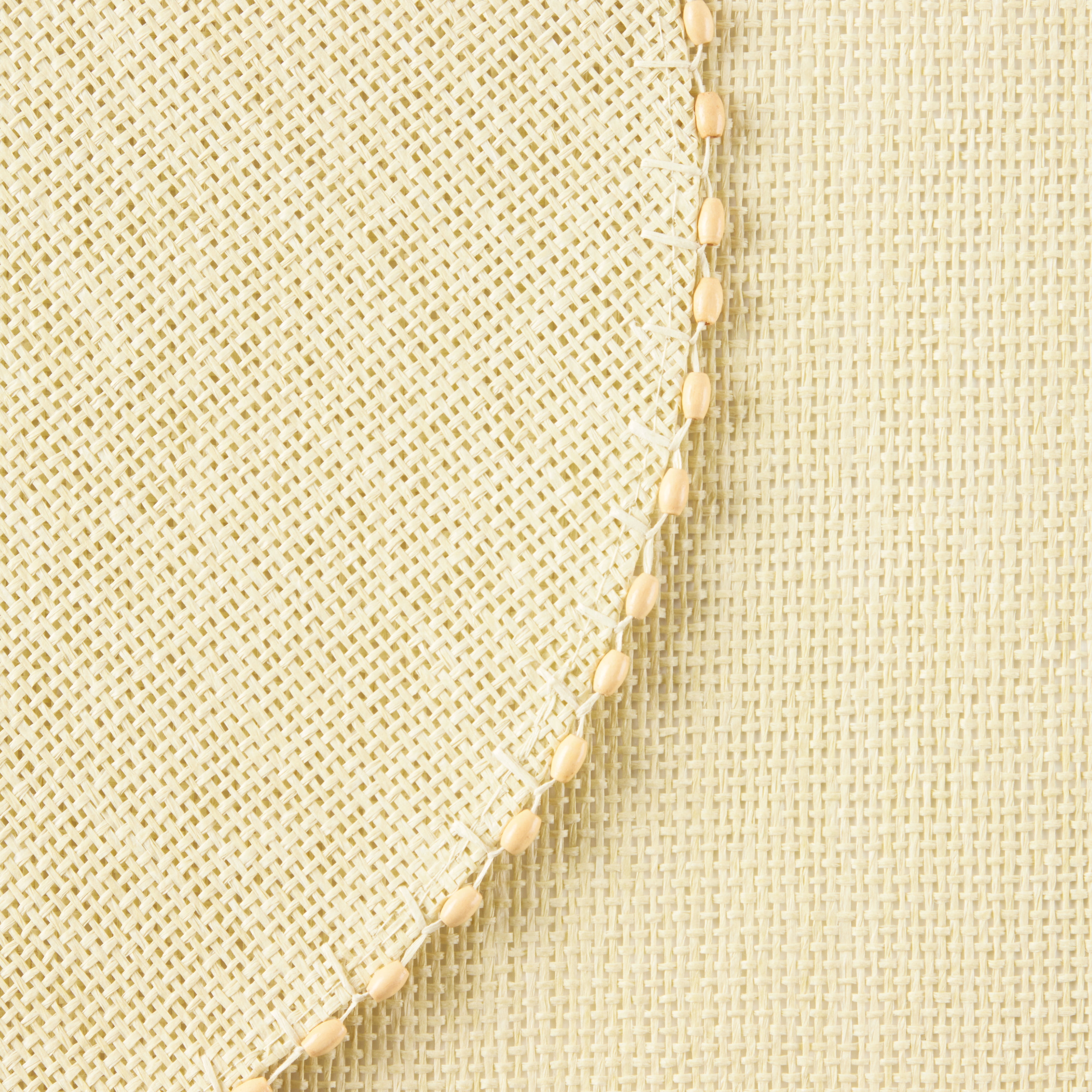 Martha Stewart Woven Water Resistant Lindos Fabric Placemat Set 6-Pack, 15" Round, Beige