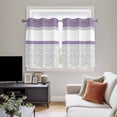 thumbnail image 5 of Purple Grey Kitchen Curtains Short 54 Inch Length, Chic Garden Floral Stripe Aesthetic Flower Grommet Top Bedroom Living Room Curtains, Light Filtering Cafe Curtain Drapes 2 Panels Set 84''x54'', 5 of 9
