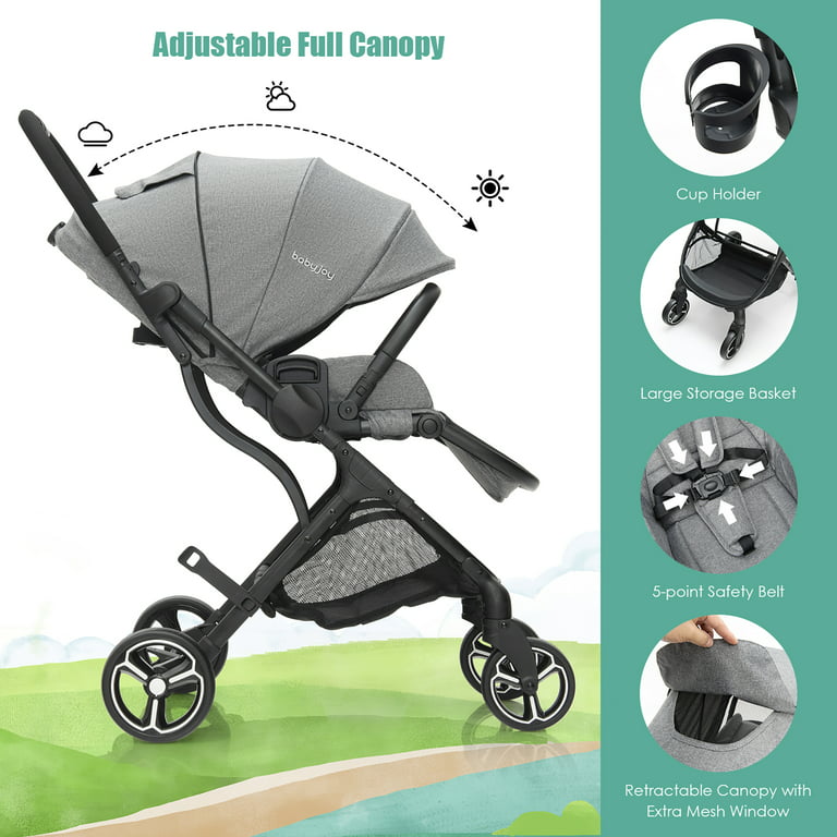 2021 New Design Khaki Color High Landscape Baby Stroller 3 in 1 With Car  Seat