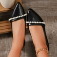 thumbnail image 6 of Miluxas Women's Pearl Decoration Flats Fashion Pointed Toe Bow Slip-on Flat Shoes Low top Comfortable Dress Shoes Black 6.5(38), 6 of 9