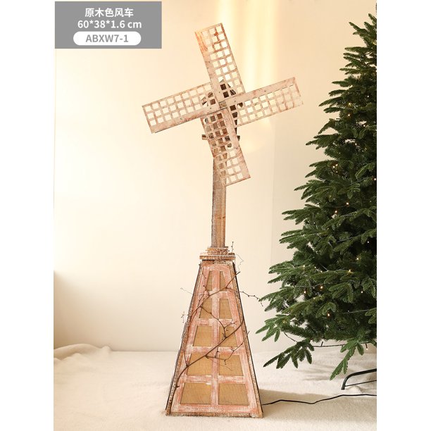 Casa de madera navideña grande luminosa de 1m 2,1m 1,5m casas de pueblo artesanales de madera navideñas con luz Led