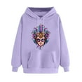 thumbnail image 3 of VBTAPA Womens Mardi Gras Day Sweatshirts Novelty 3D Graphic Hoodies New Orleans Carnival Outfits Drawstring Long Sleeve Hoody Tops Funny Holiday Pullover Hoodie Purple XL, 3 of 6