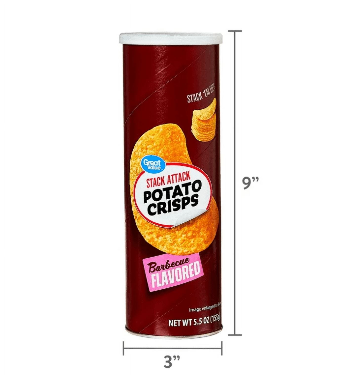 (3 pack) Great Value Stack Attack Barbecue Flavored Potato Crisps, 5.5 oz