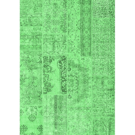 Ahgly Company Indoor Rectangle Patchwork Emerald Green Transitional Area Rugs, 5' x 7'