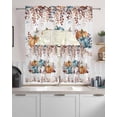 thumbnail image 2 of Orange Blue Pumpkin Fall Kitchen Curtains Sets 36 Inch Length with Valance, Thanksgiving Eucalyptus Leaves Swag Valances and Tiers Curtain Set Drapes Swag Curtains for Living Room, Bathroom, Bedroom, 2 of 6