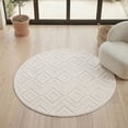 thumbnail image 4 of Nourison Versatile Diamond Geometric Flatweave Indoor Outdoor Round Rug Ivory White 4' x 4', 4 of 11
