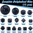 thumbnail image 2 of GFDYREE 15 Pcs Complete Polyhedral Dice Set D3-D100 Game Dice with a Leather Drawstring Storage Bag for Role Playing Table Games(Black & Blue), 2 of 7