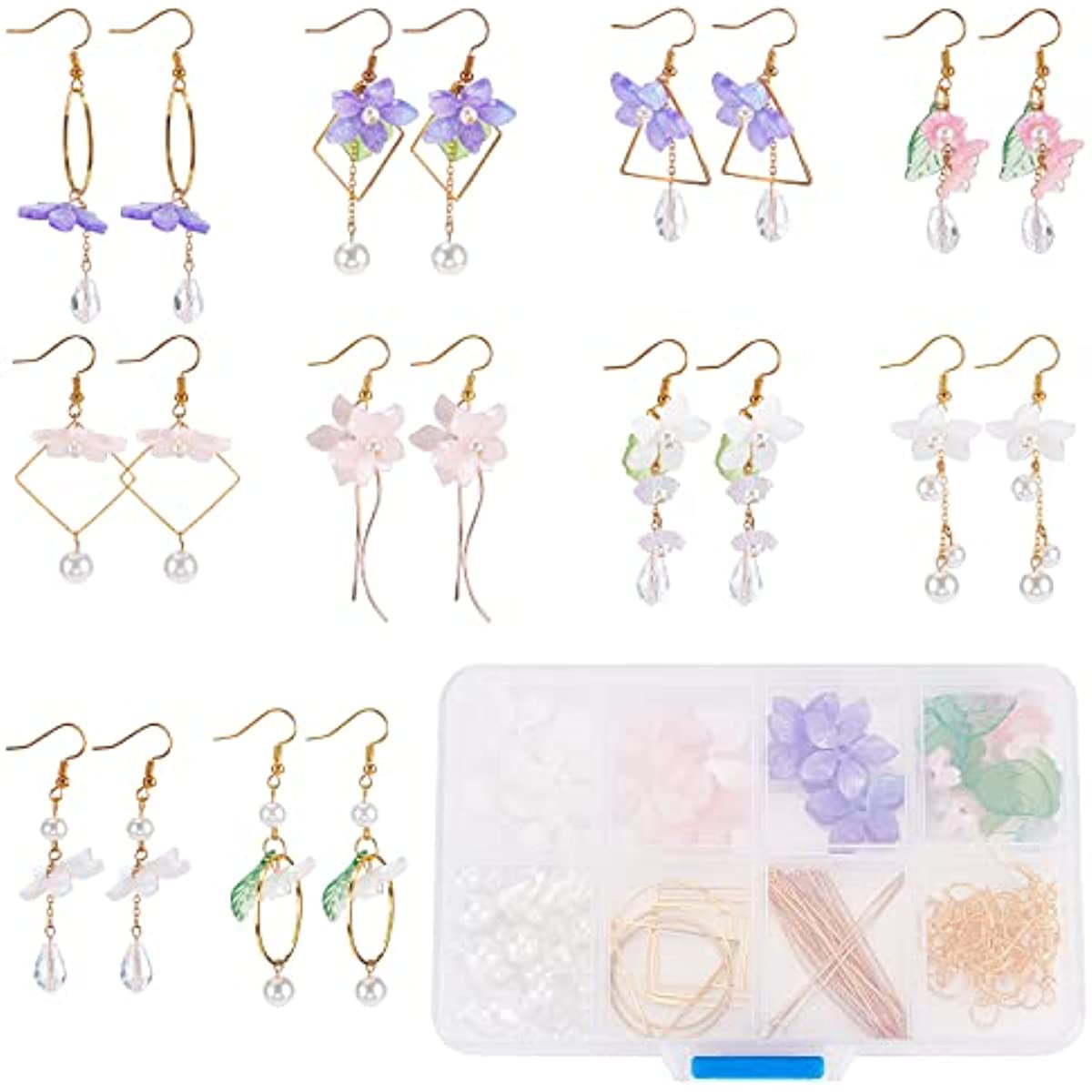 1 Box DIY Make 8 Pairs Teardrop Resin Dangle Earring Making Kits Flat Round  Heart Charms Pendants Glass Pearl Beads with Jump Rings & Earring Hooks for  Adults DIY Earring Jewellery Making 