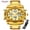 Gold+white, variant on SKMEI Mens Wrist Watch Waterproof Military Analog Digital Watches with LED Multi Time Chronograph, Stainless Steel Business Watches for Men