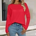 thumbnail image 2 of ManxiVoo Women Autumn Winter Round Neck Long Sleeve T-Shirt Loose Fit Comfortable Commute Top Soft Breathable Casual Wear XXL Size Red, 2 of 5