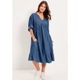 thumbnail image 2 of June & Vie Women's Plus Size Ruffled Denim Dress, 2 of 5