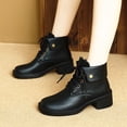 thumbnail image 3 of Wensltd Womens Mid Calf Boots Wide Width Low Heel Lace Up Round Toe Boots Fall Shoes, 3 of 9