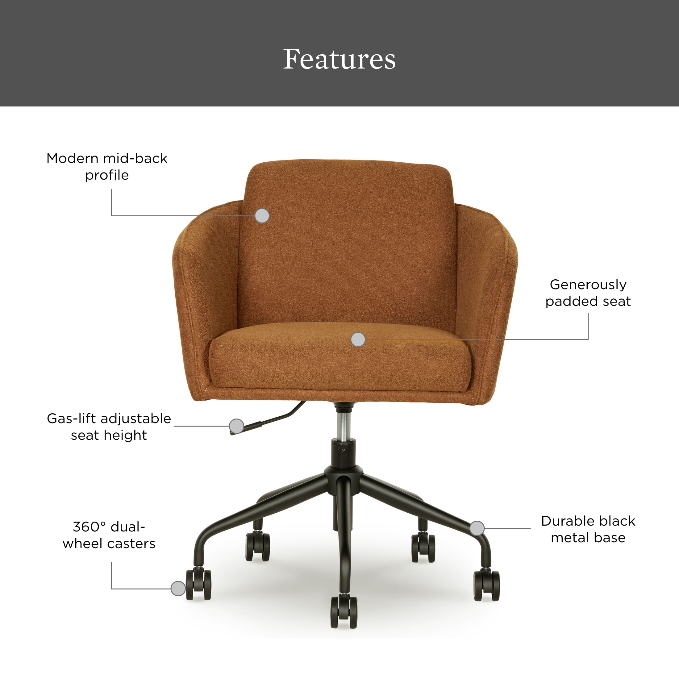 Better Homes & Gardens Juliet Office Chair, Ochre