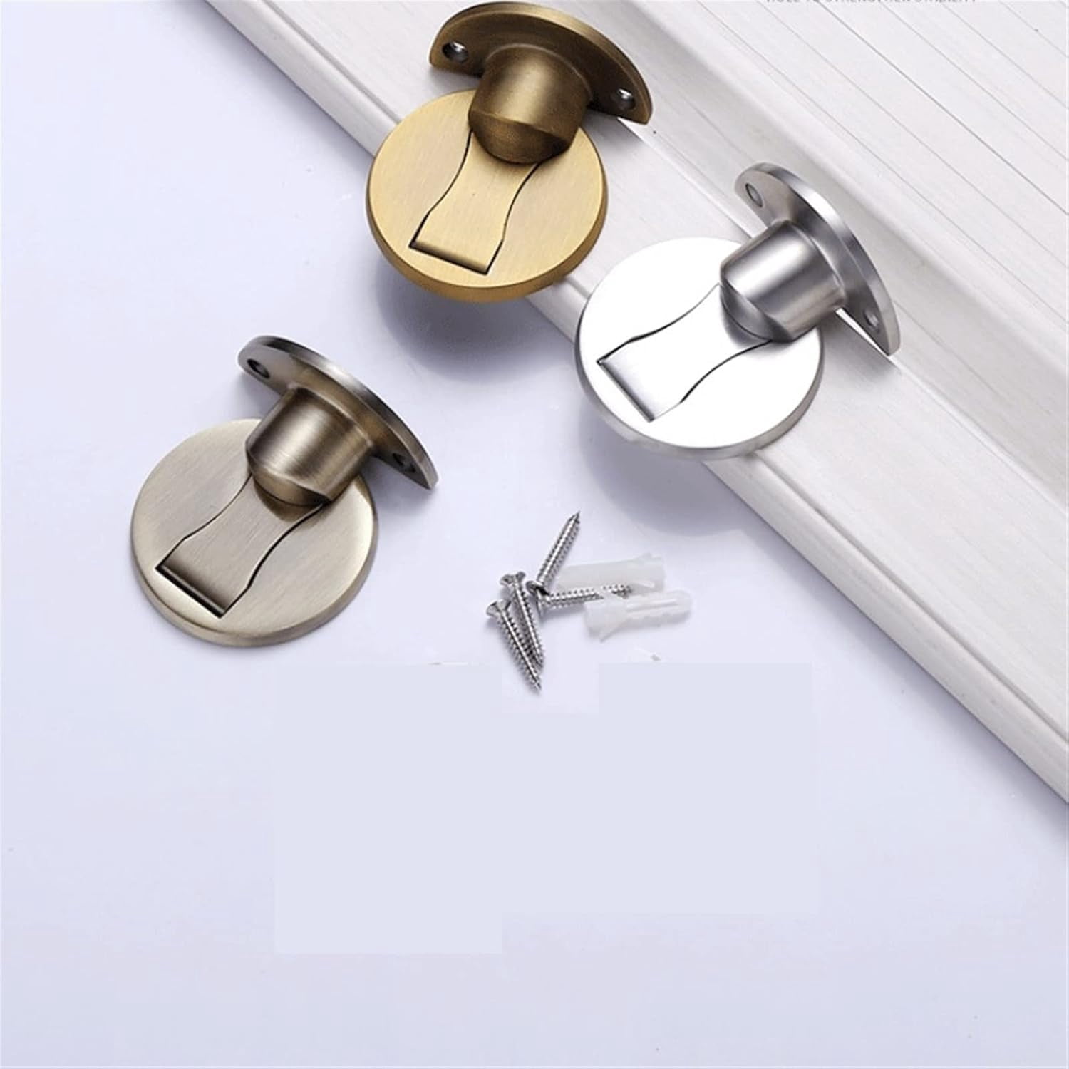 Punch-Free Stainless Steel Magnetic Door Stop Furniture Fittings Stopper for Door Double Hole Door Pad Door 1Pcs