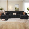 thumbnail image 2 of Ovios 133'' x 70'' U-Shaped Oversized Sectional Sofa Modern Modular Cloud Couch with Deep Seat Plush Corduroy Upholstered Large Comfy Sofa for Living Room, No Assembly, Black, 2 of 5