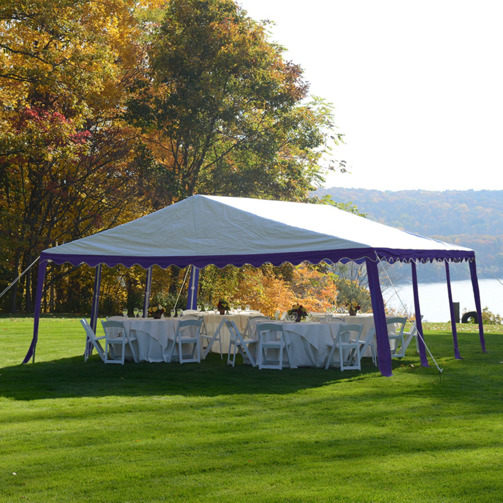 Party Tent, 20' x 20'/6m x 6m, Blue/White
