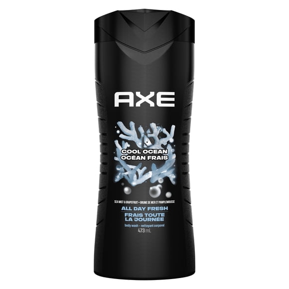 AXE Cool Ocean Body Wash for All Day Freshness, Sea Mist & Grapefruit, with 100% Plant-Based Moisturizers, 473mL