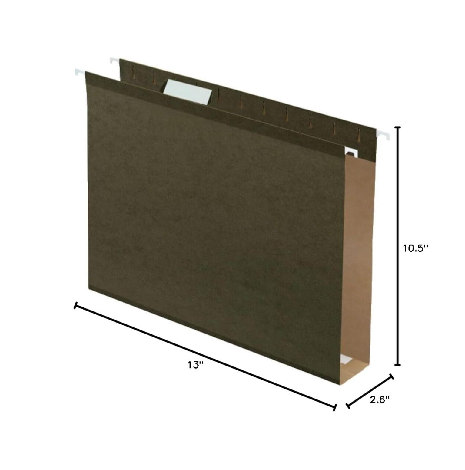 Hanging File Folders 25 Pack - Green Letter Size 8.5 x 11, 2" Expansion - Reinforced Hanging Files for Office Document Organization