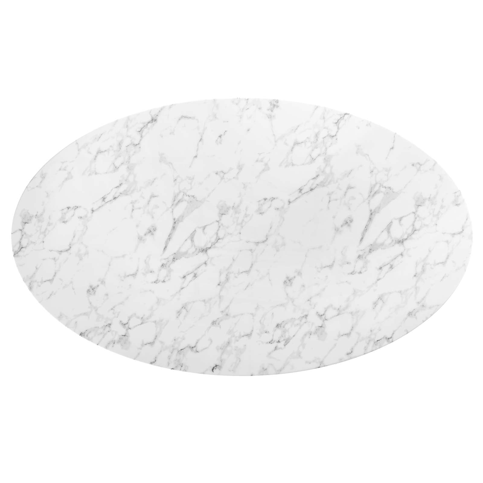 Modway Lippa 78" Oval Modern Artificial Marble Dining Table in Black/White