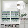 thumbnail image 5 of Kitchen Window Curtains Valance and Tier Set, Modern Minimalist Stripe Rod Pocket Tier Curtain Valance Set, Abstract Navy Blue Green Grey Line Light Filtering Cafe Curtains for Bedroom Living Room, 5 of 9