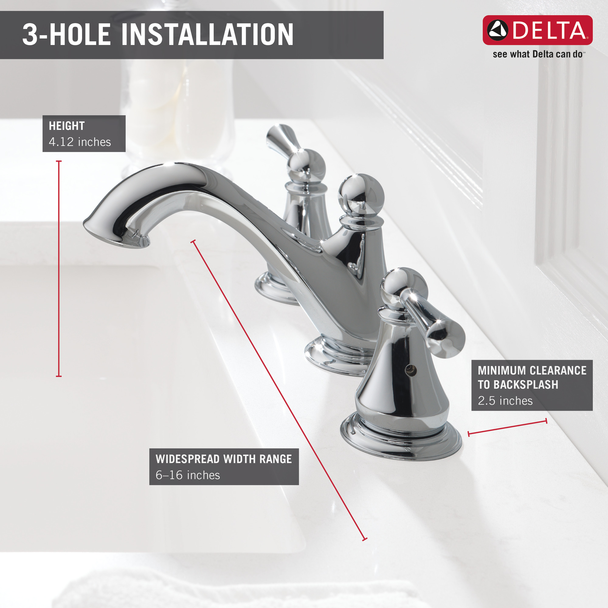 Delta Haywood Two Handle Widespread Bathroom Faucet in Chrome 35999LF 