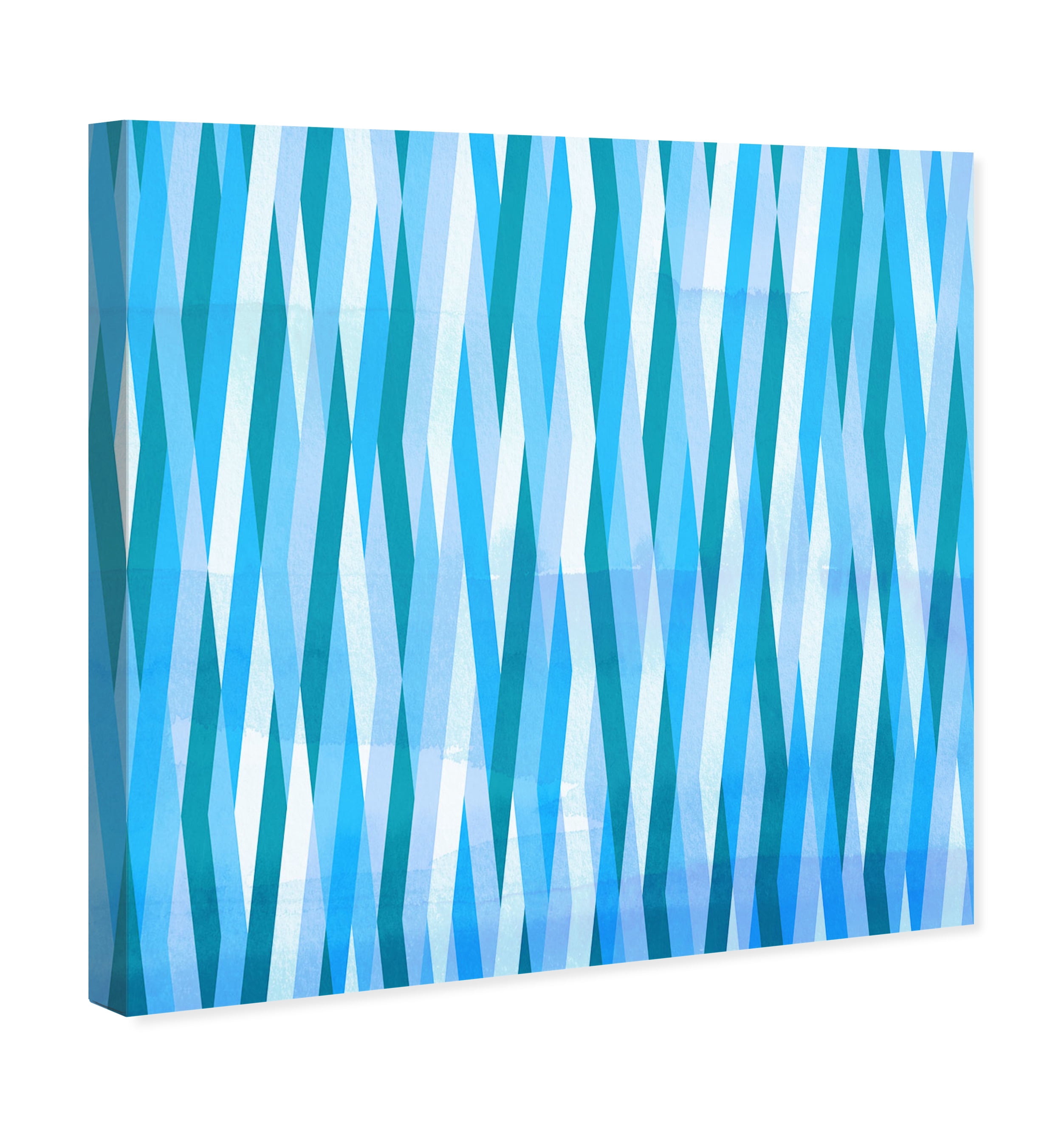 Wynwood Studio Abstract Modern Canvas Art - Vertical Waves, Wall Art for Living Room, Bedroom, and Bathroom, 30 in x 30, Blue and White Home Decor
