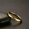 thumbnail image 4 of 2mm Tungsten Carbide Engagement Band Men Women's Gold Plated Thin Ring Size 6-11, 4 of 6