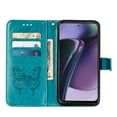 thumbnail image 5 of Motorola Moto G Stylus 5G (2023) Case, Magnetic Folio Butterfly Embossed Patterned Wallet Case, Premium PU Leather with Wrist Strap Credit Card Holder Slots Kickstand Shockproof Cover, Blue, 5 of 6