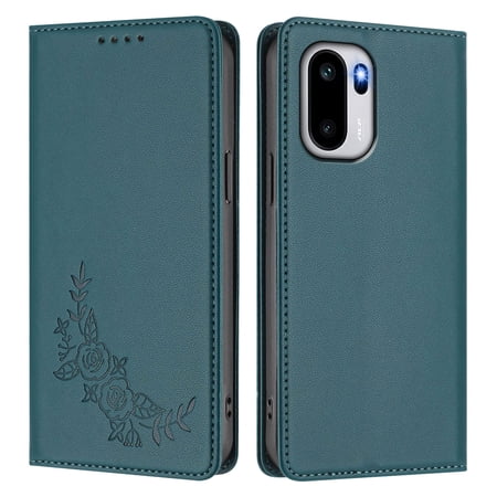 PU Leather Wallet Case for Oneplus 15R/ACE 6 5G Strong Magnetic Flip Folio Cover RFID Blocking 2 Card Slots Kickstand Embossed Floral Pattern Phone Protective Shell.A07