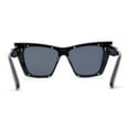 thumbnail image 4 of Rimless Gothic Horn Stud Oversized Rectangle Cat Eye Sunglasses All Black, 4 of 4