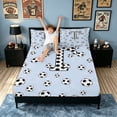 thumbnail image 3 of meiyoeat Honeycomb T Letter Bed Sheets for Boys, Kawaii Football Print Full Size Sheets, 4 Pieces, 1 Flat Sheet, 1 Fitted Sheet and 2 Pillowcases, 3 of 5