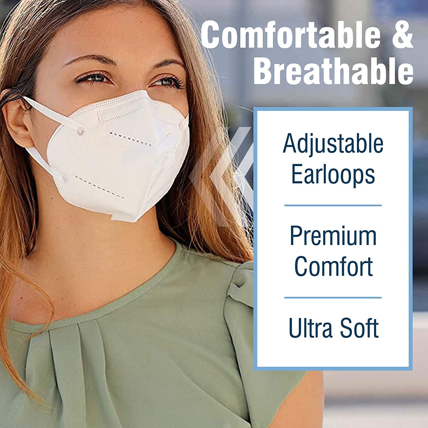 5-Ply Disposable Face Mask, Individually Wrapped - White - WeCare