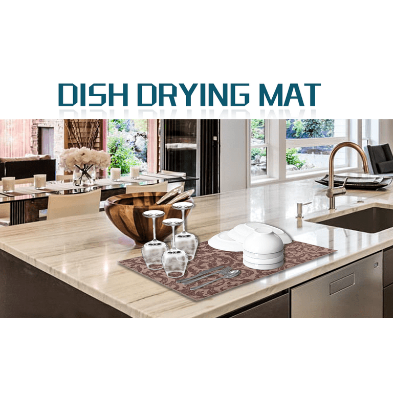 Dish Drying Mat for Kitchen Counter, 24x16 Super Absorbent Hide Stai –  Modern Rugs and Decor