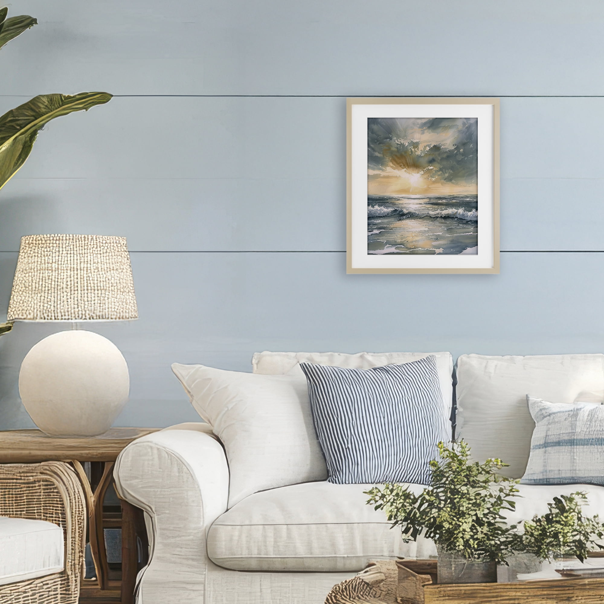 Stupell Industries Sunlit Waves Golden Reflection Birch Framed Print Under Glass, design by Petal Prints Design