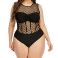 thumbnail image 4 of Women Swimwear Plus Size Solid Color Mesh Hollow Stitching Bikini Beach Wear, 4 of 6