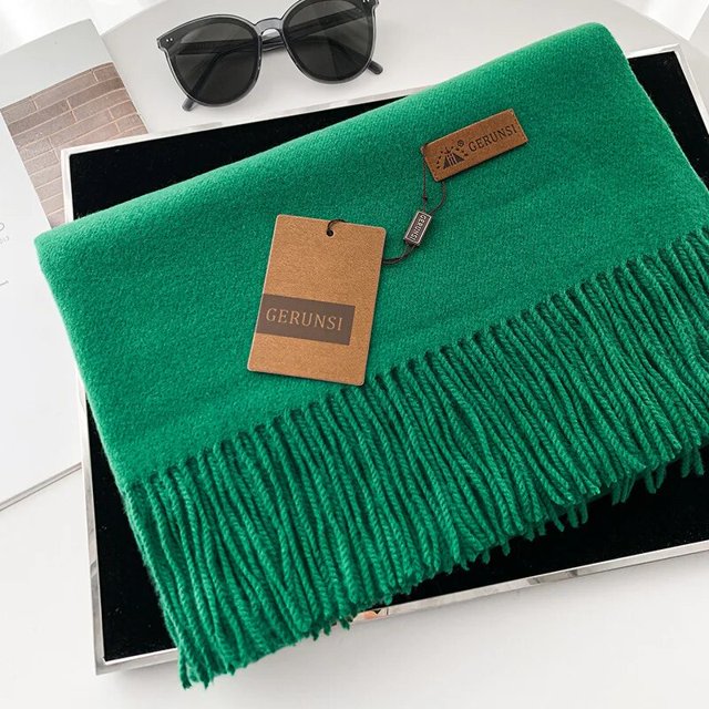Christmas Green Thick Cashmere Scarf for Women 200*68cm Pashmina Winter Warm Shawl Wraps Bufanda Female with Tassel Scarves