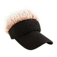 thumbnail image 4 of KiBcsLic Sun Visor Cap with Fake Hair Outdoor Beach Portable Fashionable Baseball Hat Black and Coffee, 4 of 9