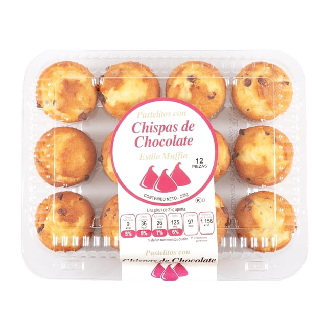 Mini Muffins Chispas de Chocolate 298 g 1 paquete con 12 Piezas