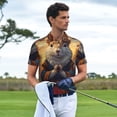 thumbnail image 3 of Rateoe Maple Leaf Meditating Squirrel Pattern Men's Short Sleeve Polo Shirts, Golf Polo Shirts Short Sleeve Performance Moisture Wicking Dry-X-Large, 3 of 6
