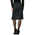 thumbnail image 3 of INSPIRE CHIC Women's Retro Plaid Print Fishtail Mermaid Midi Skirt Blue Green XS, 3 of 5