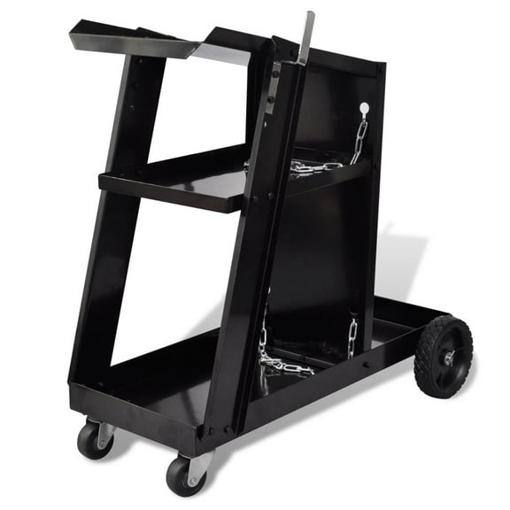 vidaXL Welding Cart Black with 3 Shelves Workshop Organizer