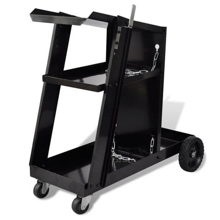 

vidaXL Welding Cart Black with 3 Shelves Workshop Organizer