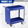 thumbnail image 3 of 2 Tier Rolling Tool Cart,330 Lbs Metal Heavy Duty Utility Cart On Wheels,2 Shelf Steel Utility Cart,Industrial Service Cart,Tool Storage Organizer for Mechanic,Garage,Workshop,Warehouse & Repair Shop, 3 of 7